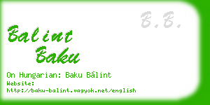 balint baku business card